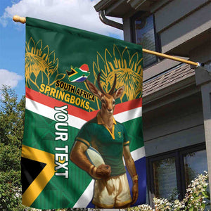 Custom South Africa Rugby Garden Flag 2024 Go Springboks Mascot African Pattern