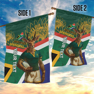 Custom South Africa Rugby Garden Flag 2024 Go Springboks Mascot African Pattern