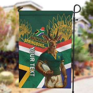 Custom South Africa Rugby Garden Flag 2024 Go Springboks Mascot African Pattern