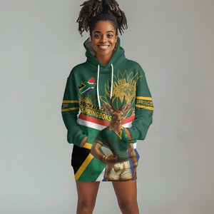 Custom South Africa Rugby Hoodie Dress 2024 Go Springboks Mascot African Pattern