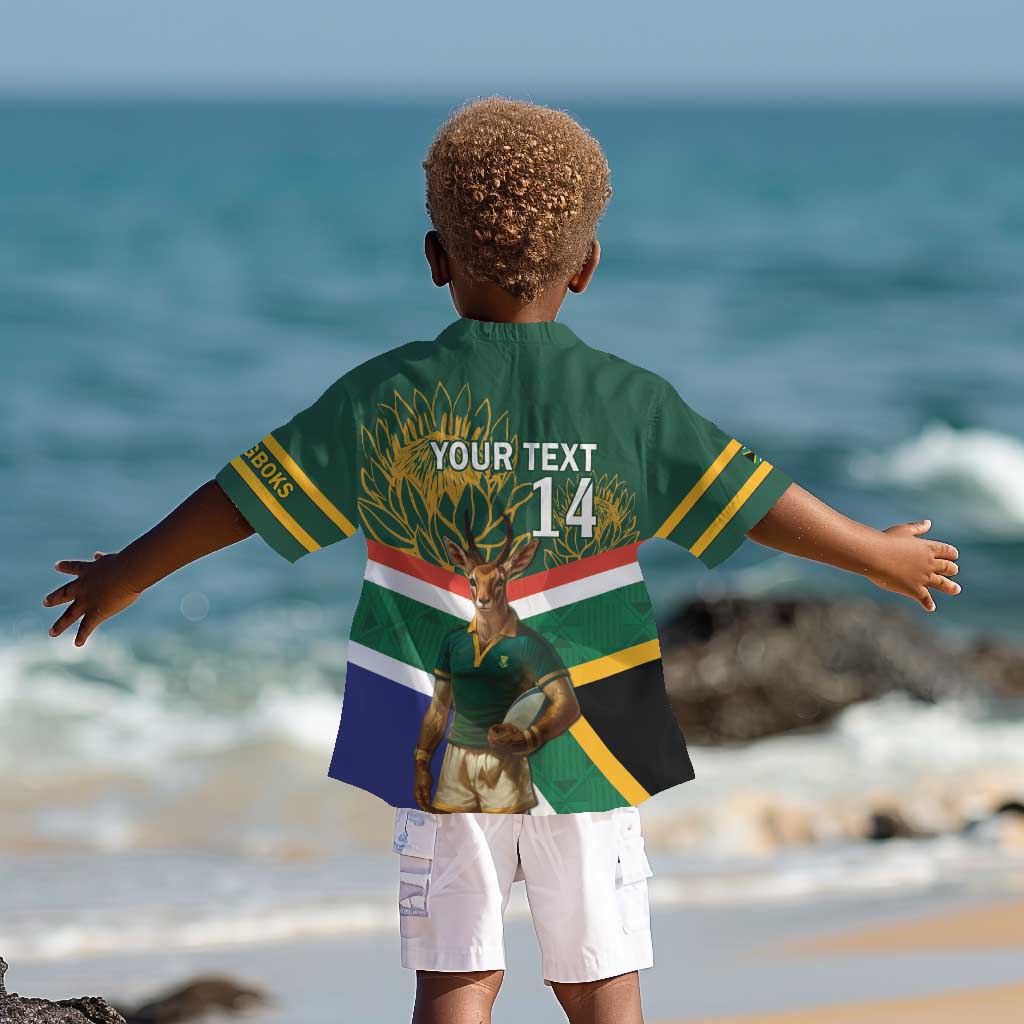 Custom South Africa Rugby Kid Hawaiian Shirt 2024 Go Springboks Mascot African Pattern