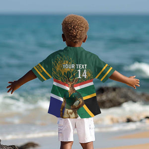 Custom South Africa Rugby Kid Hawaiian Shirt 2024 Go Springboks Mascot African Pattern