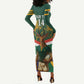 Custom South Africa Rugby Long Sleeve Bodycon Dress 2024 Go Springboks Mascot African Pattern LT14