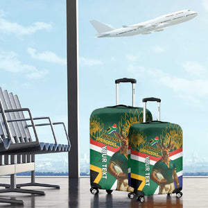 Custom South Africa Rugby Luggage Cover 2024 Go Springboks Mascot African Pattern