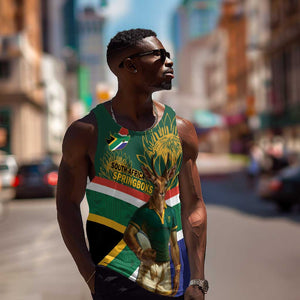 Custom South Africa Rugby Men Tank Top 2024 Go Springboks Mascot African Pattern