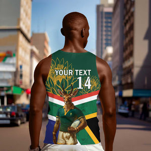 Custom South Africa Rugby Men Tank Top 2024 Go Springboks Mascot African Pattern