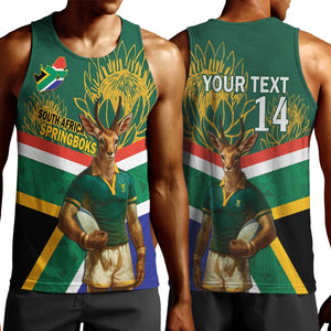 Custom South Africa Rugby Men Tank Top 2024 Go Springboks Mascot African Pattern