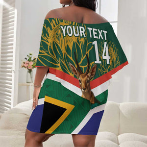 Custom South Africa Rugby Off Shoulder Short Dress 2024 Go Springboks Mascot African Pattern LT14