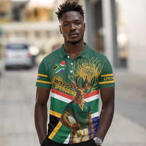 Custom South Africa Rugby Polo Shirt 2024 Go Springboks Mascot African Pattern