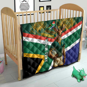 Custom South Africa Rugby Quilt 2024 Go Springboks Mascot African Pattern