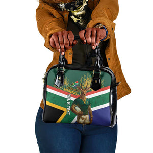 Custom South Africa Rugby Shoulder Handbag 2024 Go Springboks Mascot African Pattern