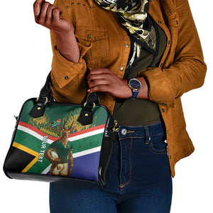 Custom South Africa Rugby Shoulder Handbag 2024 Go Springboks Mascot African Pattern