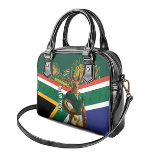 Custom South Africa Rugby Shoulder Handbag 2024 Go Springboks Mascot African Pattern