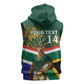 Custom South Africa Rugby Sleeveless Zip Hoodie 2024 Go Springboks Mascot African Pattern - African Pride