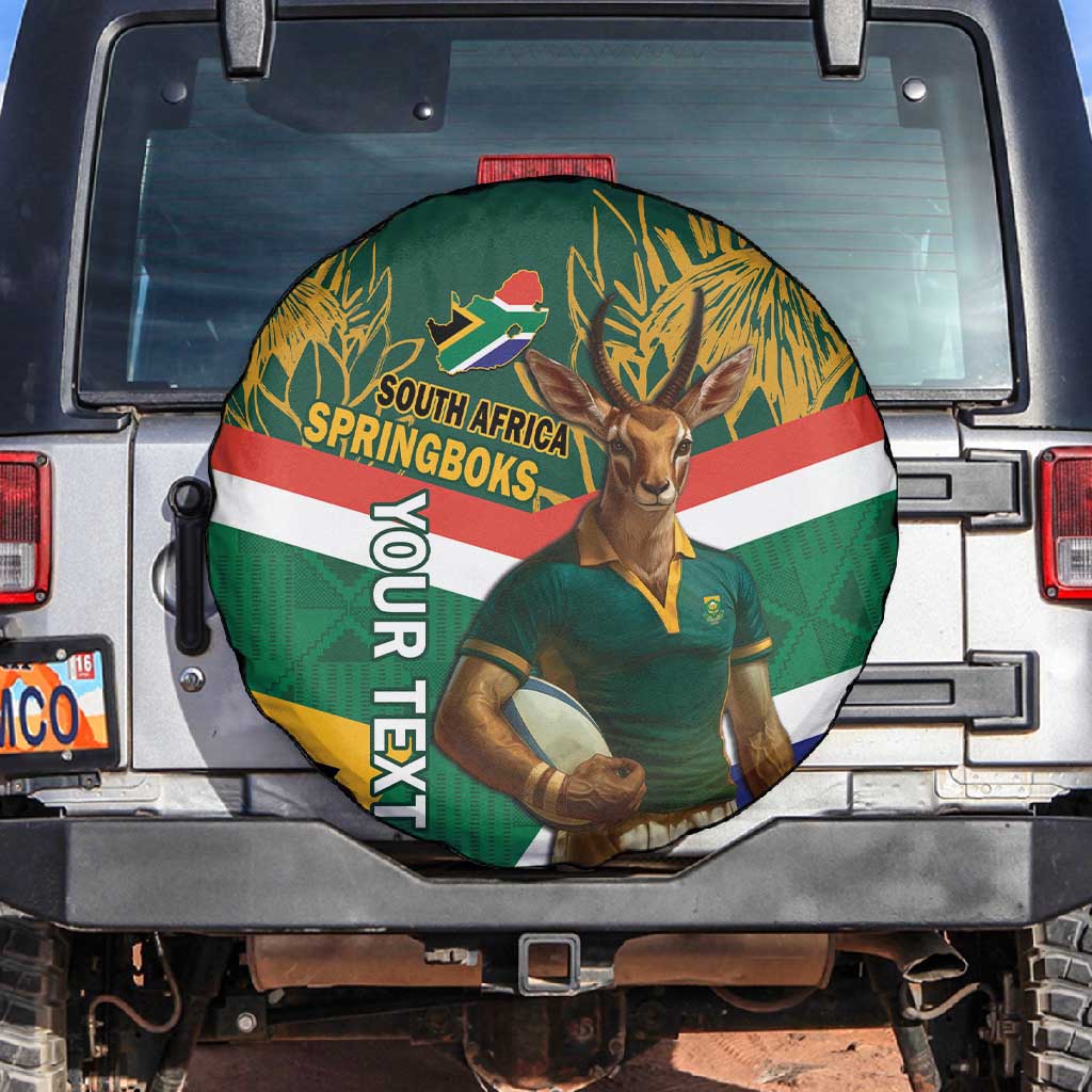 Custom South Africa Rugby Spare Tire Cover 2024 Go Springboks Mascot African Pattern