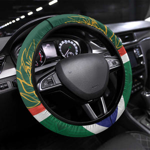 South Africa Rugby Steering Wheel Cover 2024 Go Springboks Mascot African Pattern