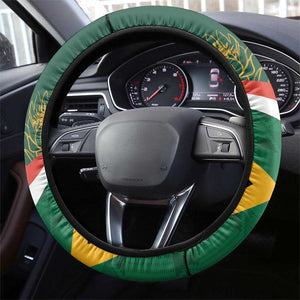 South Africa Rugby Steering Wheel Cover 2024 Go Springboks Mascot African Pattern