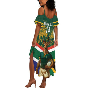 Custom South Africa Rugby Summer Maxi Dress 2024 Go Springboks Mascot African Pattern