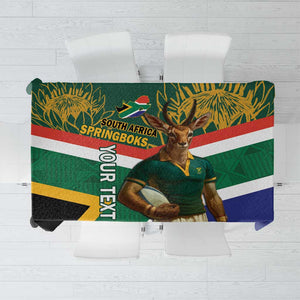 Custom South Africa Rugby Tablecloth 2024 Go Springboks Mascot African Pattern