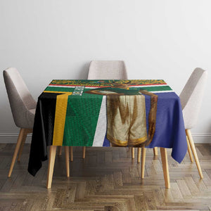 Custom South Africa Rugby Tablecloth 2024 Go Springboks Mascot African Pattern