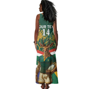 Custom South Africa Rugby Tank Maxi Dress 2024 Go Springboks Mascot African Pattern