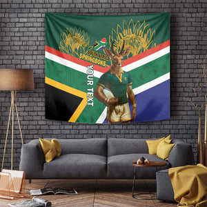 Custom South Africa Rugby Tapestry 2024 Go Springboks Mascot African Pattern