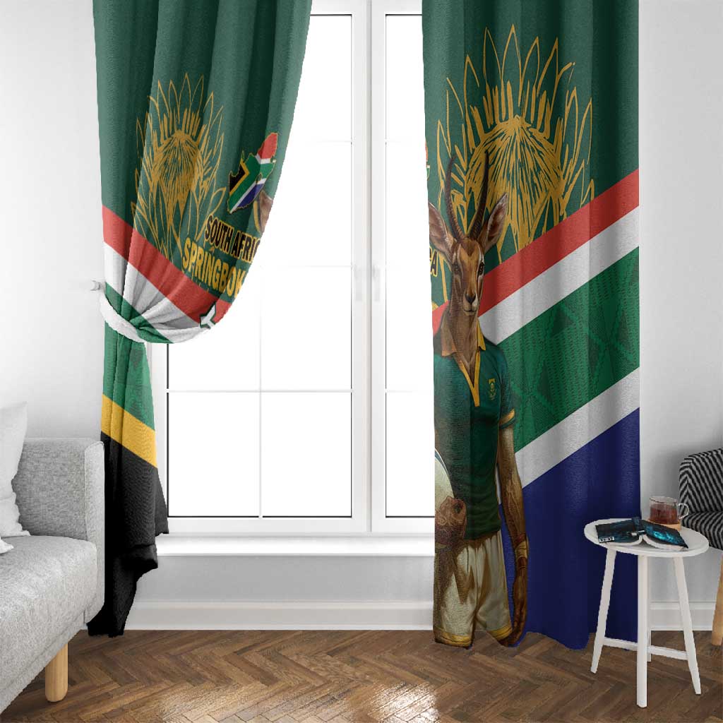 Custom South Africa Rugby Window Curtain 2024 Go Springboks Mascot African Pattern