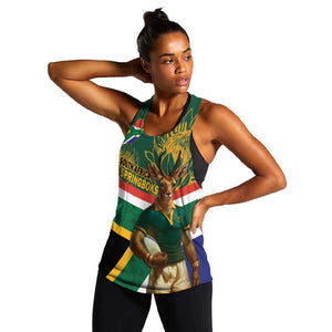 Custom South Africa Rugby Women Racerback Tank 2024 Go Springboks Mascot African Pattern