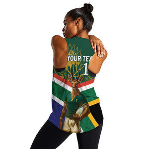 Custom South Africa Rugby Women Racerback Tank 2024 Go Springboks Mascot African Pattern