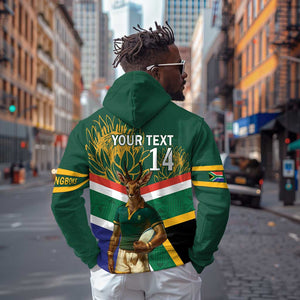 Custom South Africa Rugby Zip Hoodie 2024 Go Springboks Mascot African Pattern