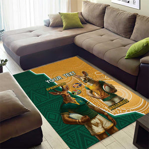 Personalised South Africa And Australia Rugby Area Rug 2024 Springboks Wallabies Mascots Together