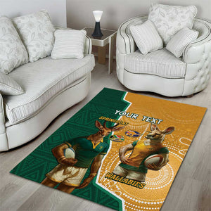 Personalised South Africa And Australia Rugby Area Rug 2024 Springboks Wallabies Mascots Together