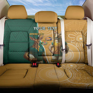 Personalised South Africa And Australia Rugby Back Car Seat Cover 2024 Springboks Wallabies Mascots Together