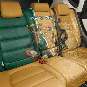 Personalised South Africa And Australia Rugby Back Car Seat Cover 2024 Springboks Wallabies Mascots Together