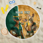 Personalised South Africa And Australia Rugby Beach Blanket 2024 Springboks Wallabies Mascots Together