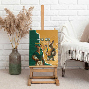 Personalised South Africa And Australia Rugby Canvas Wall Art 2024 Springboks Wallabies Mascots Together