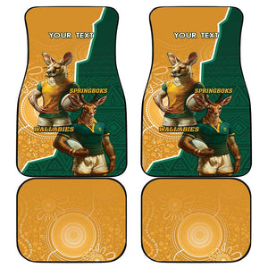 Personalised South Africa And Australia Rugby Car Mats 2024 Springboks Wallabies Mascots Together