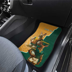 Personalised South Africa And Australia Rugby Car Mats 2024 Springboks Wallabies Mascots Together