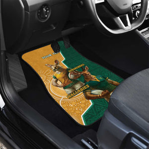 Personalised South Africa And Australia Rugby Car Mats 2024 Springboks Wallabies Mascots Together