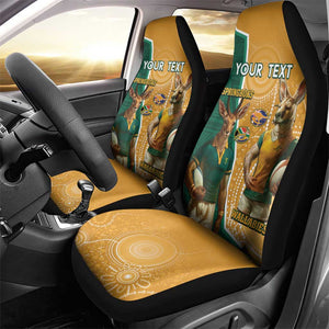 Personalised South Africa And Australia Rugby Car Seat Cover 2024 Springboks Wallabies Mascots Together