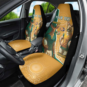 Personalised South Africa And Australia Rugby Car Seat Cover 2024 Springboks Wallabies Mascots Together