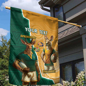 Personalised South Africa And Australia Rugby Garden Flag 2024 Springboks Wallabies Mascots Together