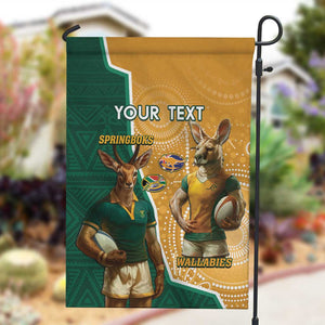 Personalised South Africa And Australia Rugby Garden Flag 2024 Springboks Wallabies Mascots Together