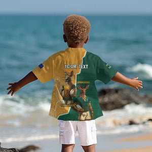 Personalised South Africa And Australia Rugby Kid Hawaiian Shirt 2024 Springboks Wallabies Mascots Together