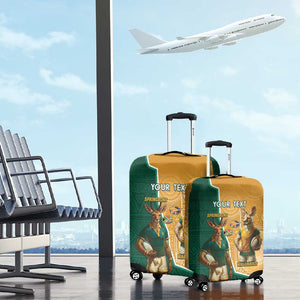 Personalised South Africa And Australia Rugby Luggage Cover 2024 Springboks Wallabies Mascots Together