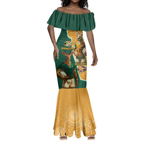 Personalised South Africa And Australia Rugby Mermaid Dress 2024 Springboks Wallabies Mascots Together