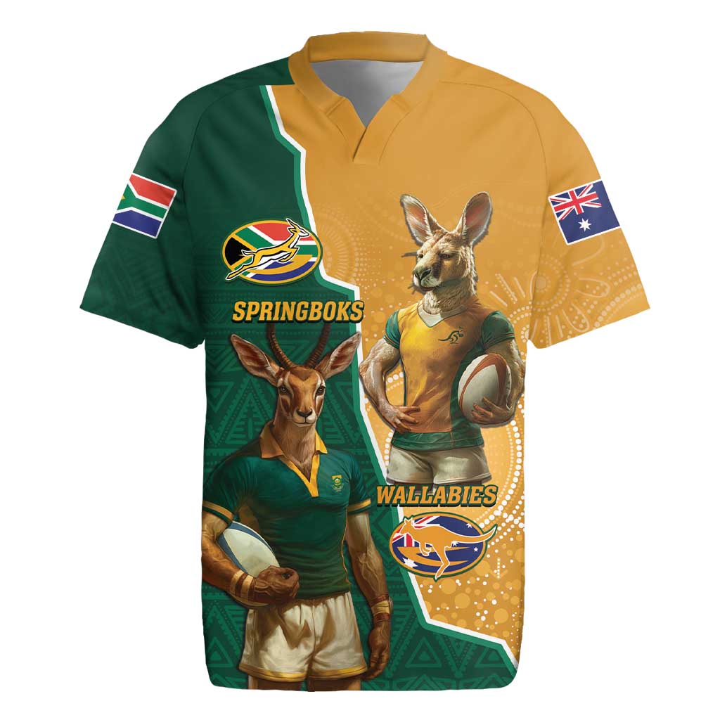 Personalised South Africa And Australia Rugby Rugby Jersey 2024 Springboks Wallabies Mascots Together