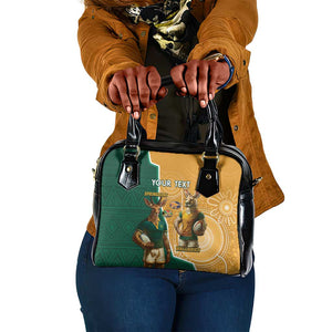 Personalised South Africa And Australia Rugby Shoulder Handbag 2024 Springboks Wallabies Mascots Together