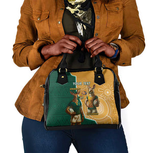 Personalised South Africa And Australia Rugby Shoulder Handbag 2024 Springboks Wallabies Mascots Together