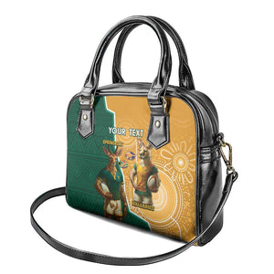 Personalised South Africa And Australia Rugby Shoulder Handbag 2024 Springboks Wallabies Mascots Together